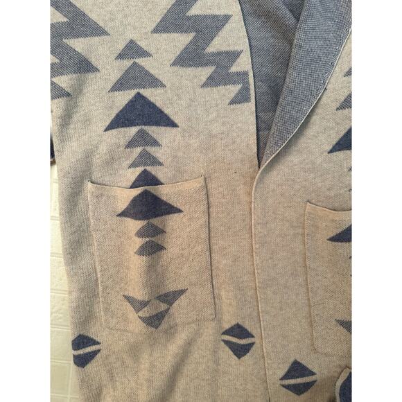 Jesica Simpson Duster/Cardigan sweater size extra small cream and blue print - Picture 5 of 7